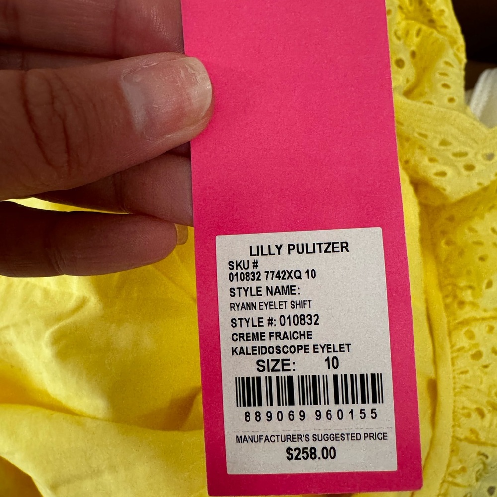NWT Lilly Pulitzer Ryann Eyelet Dress Bright Yellow Size 10 - Picture 6 of 7